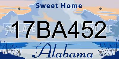 17BA452 Alabama License Plate