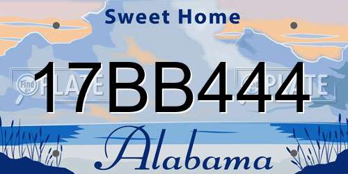 17BB444 Alabama License Plate