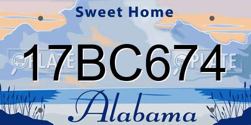 17BC674 Alabama License Plate