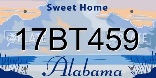 17BT459 Alabama License Plate