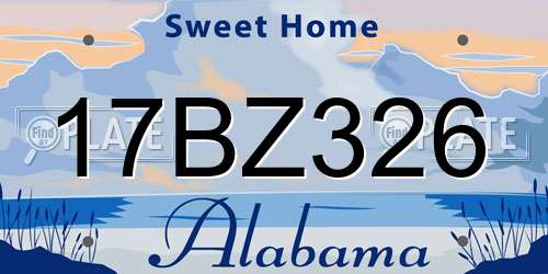17BZ326 Alabama License Plate