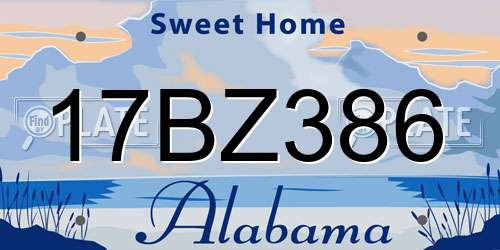 17BZ386 Alabama License Plate
