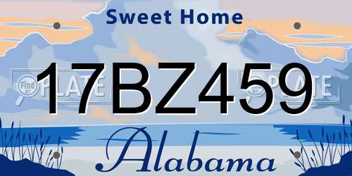 17BZ459 Alabama License Plate