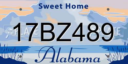 17BZ489 Alabama License Plate