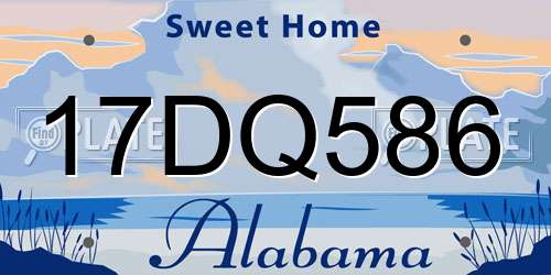 17DQ586 Alabama License Plate