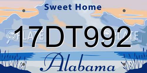 17DT992 Alabama License Plate