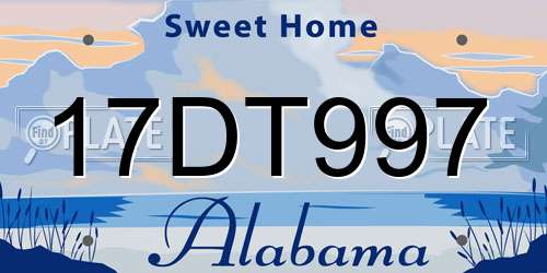 17DT997 Alabama License Plate