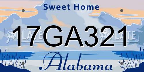 17GA321 Alabama License Plate