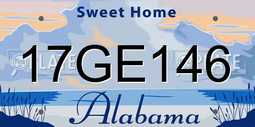 17GE146 Alabama License Plate