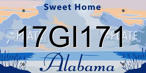 17GI171 Alabama License Plate