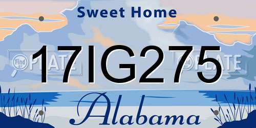 17IG275 Alabama License Plate