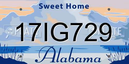 17IG729 Alabama License Plate