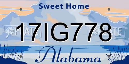 17IG778 Alabama License Plate