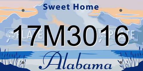 17M3016 Alabama License Plate