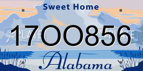17OO856 Alabama License Plate