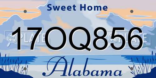 17OQ856 Alabama License Plate