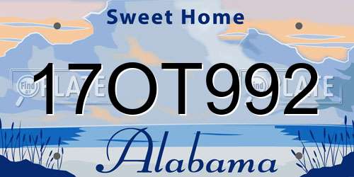 17OT992 Alabama License Plate