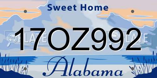 17OZ992 Alabama License Plate
