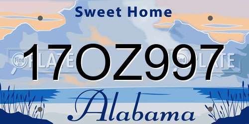 17OZ997 Alabama License Plate