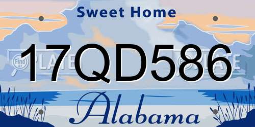 17QD586 Alabama License Plate