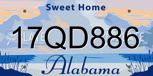 17QD886 Alabama License Plate