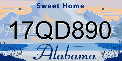 17QD890 Alabama License Plate