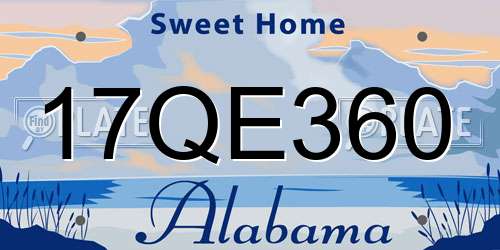 17QE360 Alabama License Plate