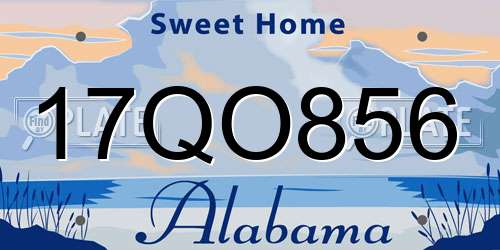 17QO856 Alabama License Plate