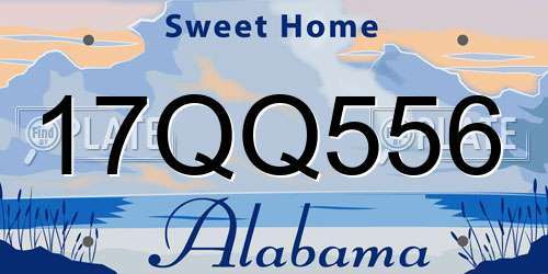 17QQ556 Alabama License Plate