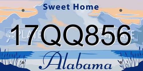 17QQ856 Alabama License Plate