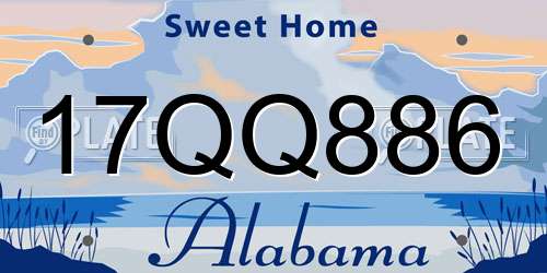 17QQ886 Alabama License Plate