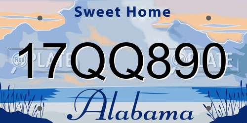 17QQ890 Alabama License Plate