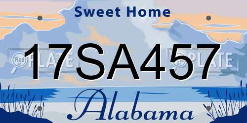 17SA457 Alabama License Plate