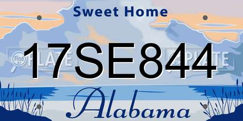 17SE844 Alabama License Plate