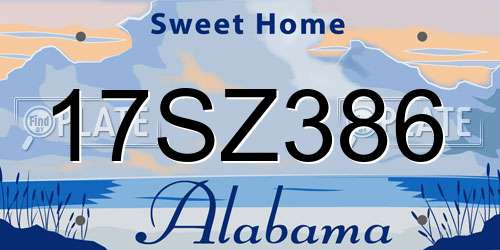 17SZ386 Alabama License Plate