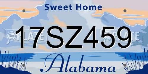 17SZ459 Alabama License Plate