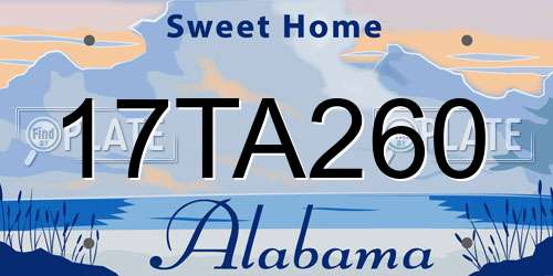 17TA260 Alabama License Plate