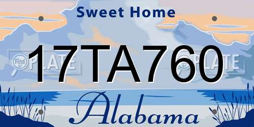 17TA760 Alabama License Plate