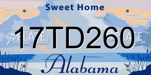 17TD260 Alabama License Plate