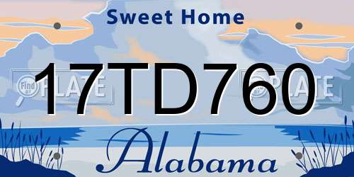 17TD760 Alabama License Plate