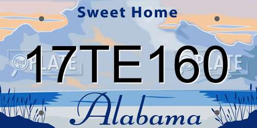 17TE160 Alabama License Plate