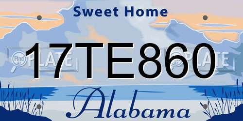 17TE860 Alabama License Plate