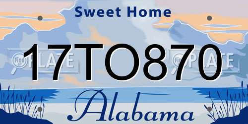 17TO870 Alabama License Plate