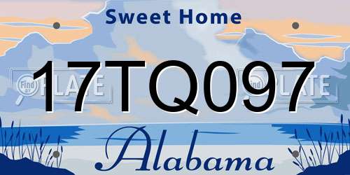 17TQ097 Alabama License Plate
