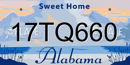 17TQ660 Alabama License Plate