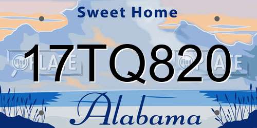17TQ820 Alabama License Plate