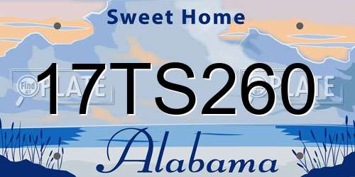 17TS260 Alabama License Plate