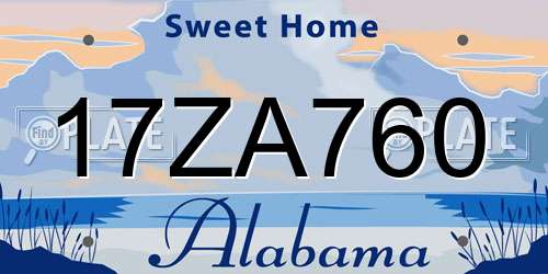 17ZA760 Alabama License Plate