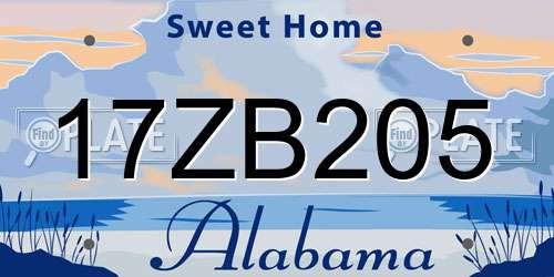 17ZB205 Alabama License Plate