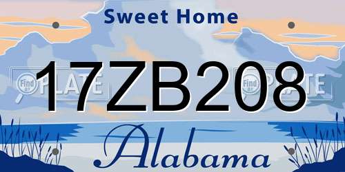17ZB208 Alabama License Plate